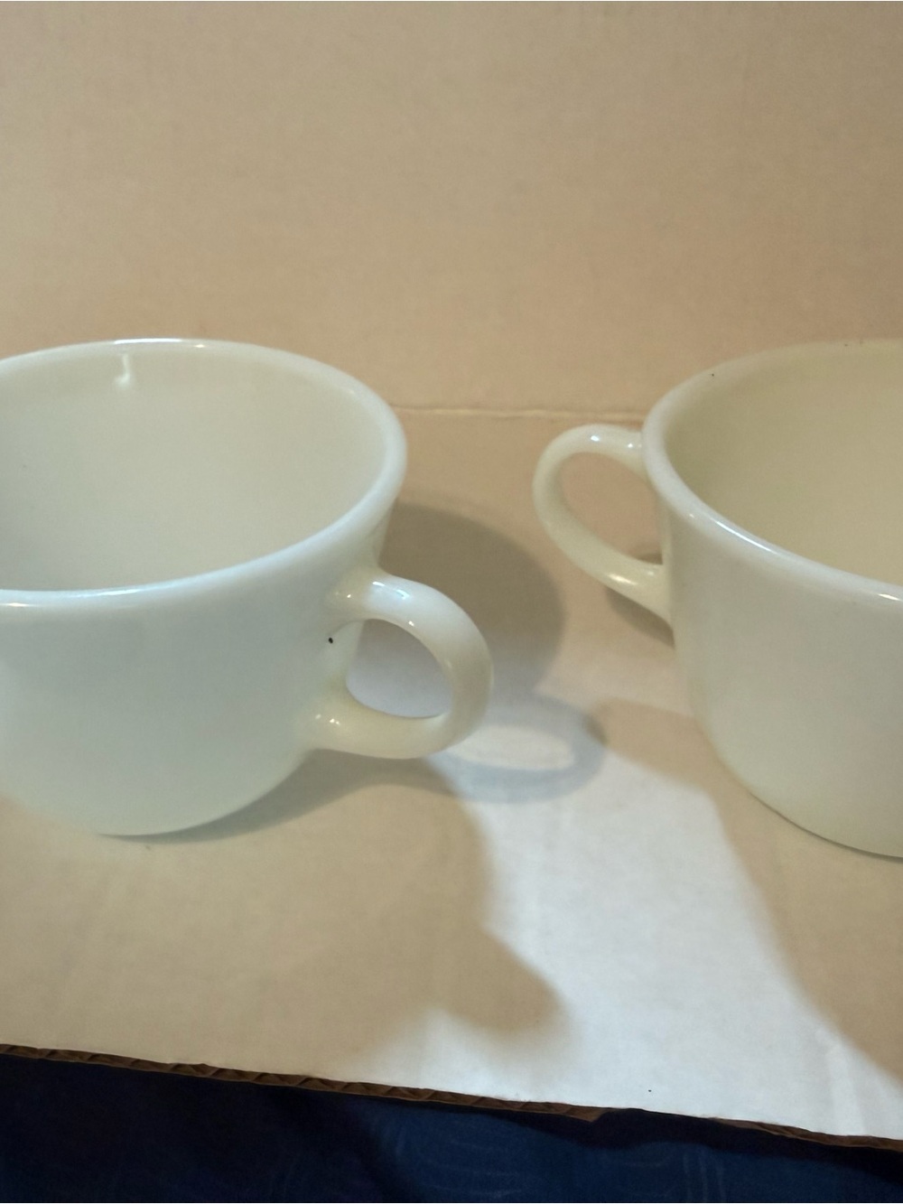 LOT of 2 Vintage Pyrex White Milk Glass C Handle Coffee cup #37 U.S.A.